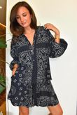Ole Bubble Cotton Bandana Laurie Blouse Navy